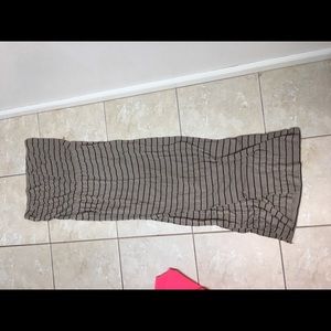 F21 Tan Striped Strapless Dress